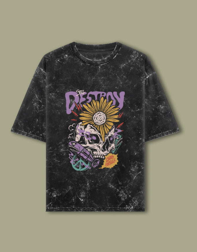 Still Destroy Acid Washed Oversized Tee – Night Owl Wardrobe