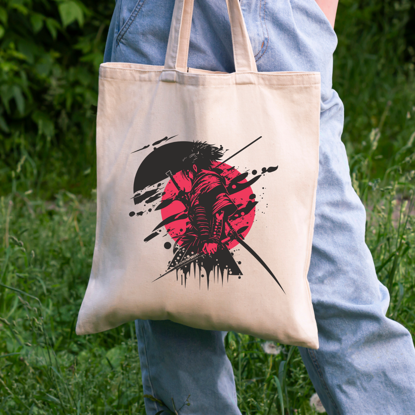 Samurai Unisex Tote Bag Non Zipper
